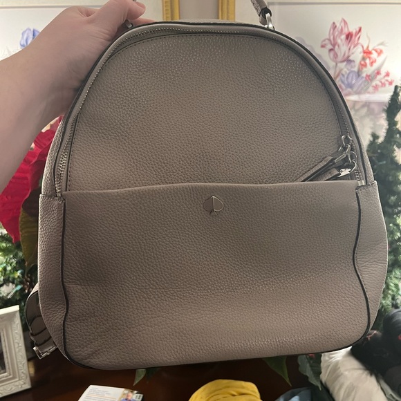 Kate Spade Polly Pebbled Leather Backpack in Taupe